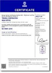 ISO 45001 certificate