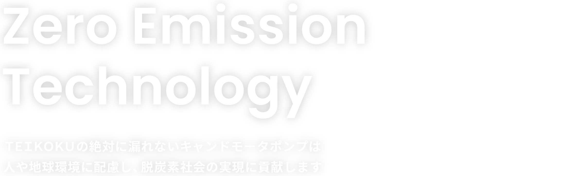 Zero Emission Technology ＴＥＩＫＯＫＵの絶対に漏れないキャンドモータポンプは人や地球環境に配慮し、脱炭素社会の実現に貢献します